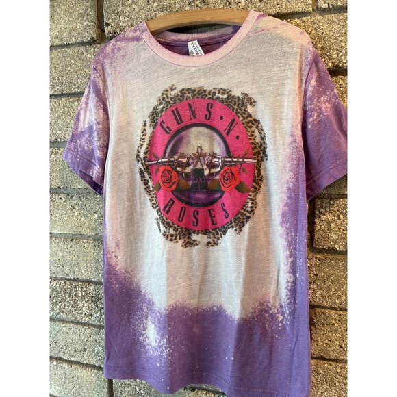 Guns N Roses Tie-Dye Effect T-Shirt Purple Pink Graphic M Bella+Canvas Cotton/Po - Picture 2 of 7